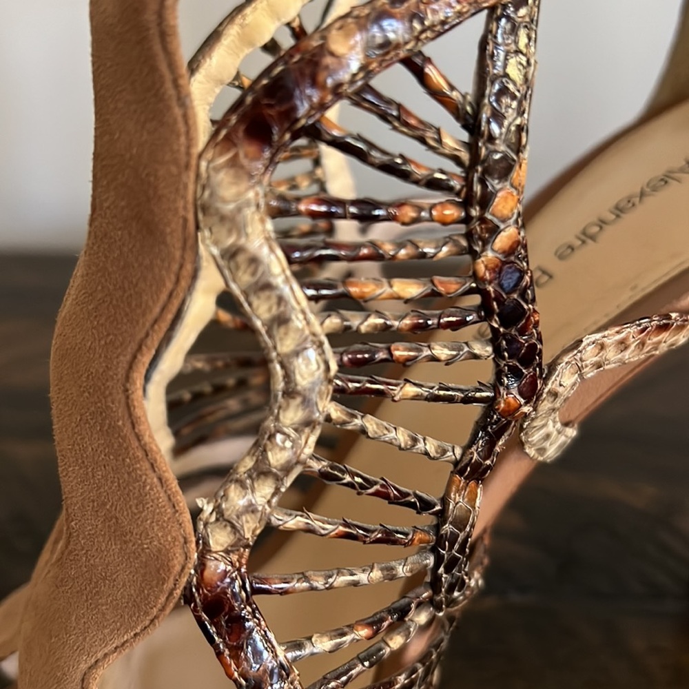 Alexandre Birman Snake/Suede Trim Heels, Sz 38 - Picture 10 of 10